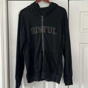 Ladies Sinful distressed reversible zip up hoodie